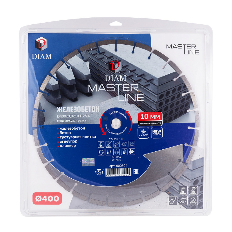 Алмазный диск DIAM ЖЕЛЕЗОБЕТОН MASTER LINE 400 мм